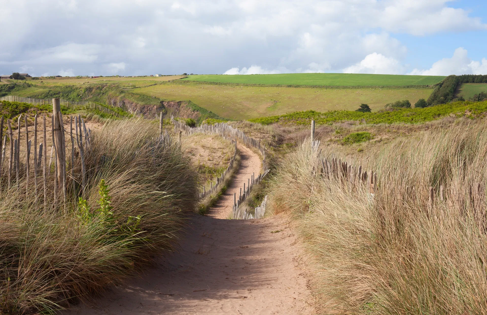 Sandy coastal path through the dunes towards Bantham