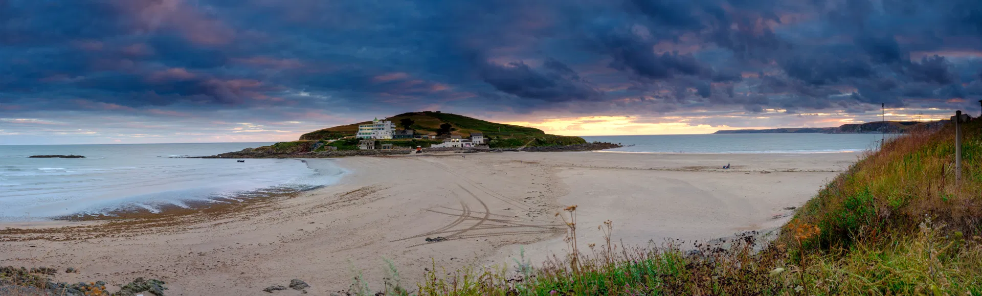 Sunset over Burgh Island and Bigbury Bay